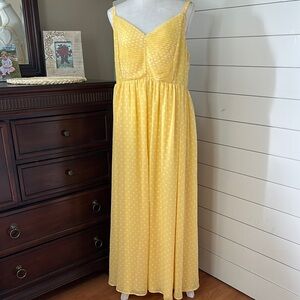 Torrid Chiffon Yellow Polka Dot Sweetheart Maxi Dress